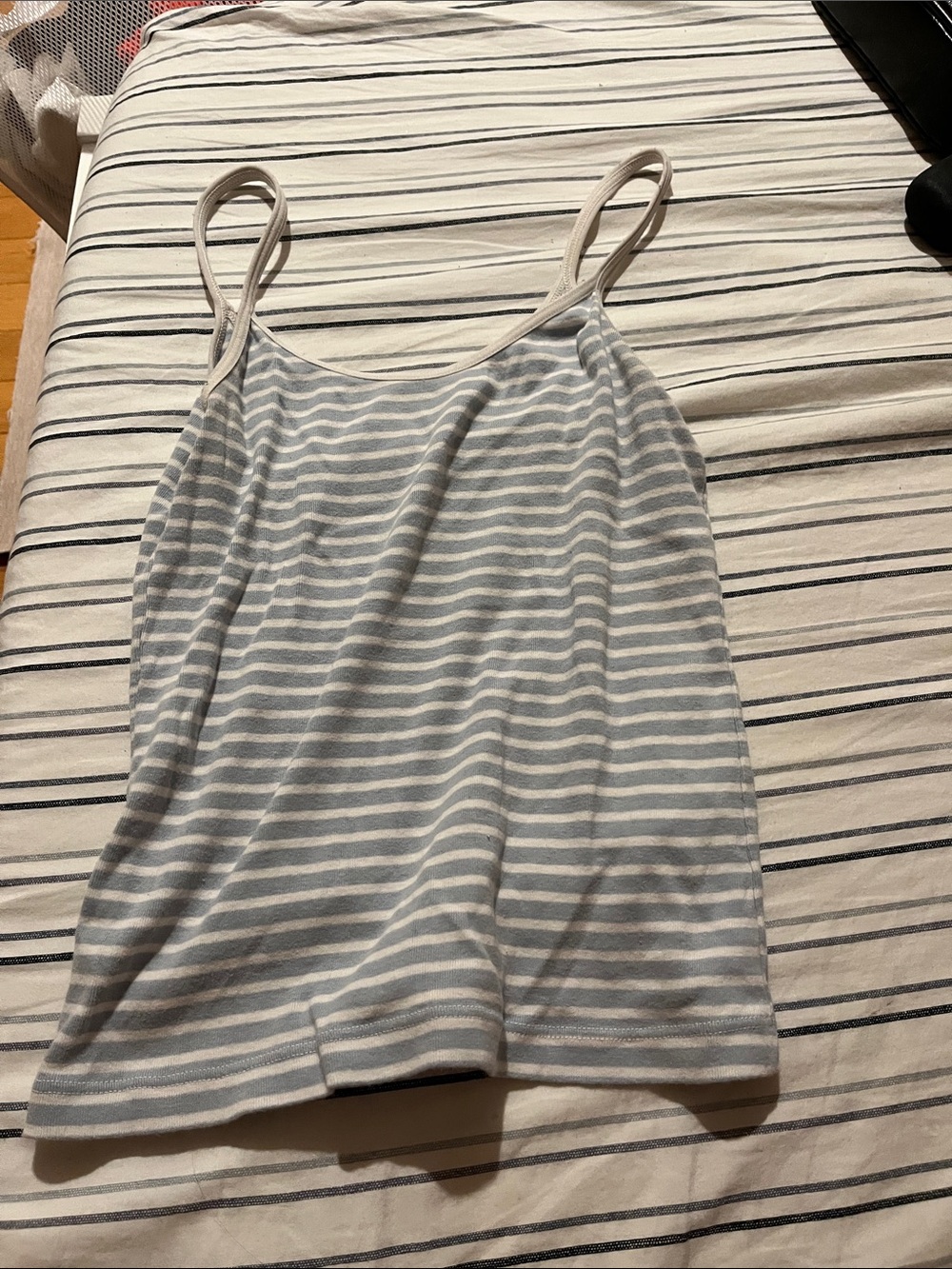 Brandy Melville Light Blue & White Striped Spaghetti Tank